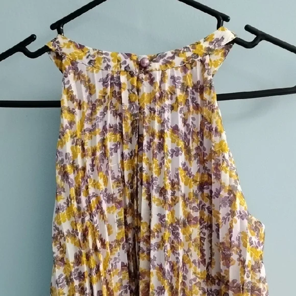NWT MELLODAY Floral Sleeveless Pleated Dress in Yellow and Purple Size Small - Picture 5 of 6